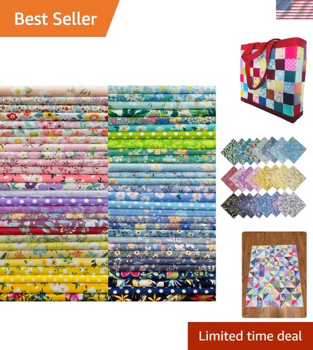 Elegant 8x8 Cotton Fabric Squares - 25 Floral Patterns for Creative Crafts