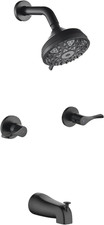 Matte Black 2 Handle Shower Faucet Set with Tub Spout Wall Mount Trim Kit