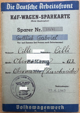 ORIGINAL VW Volkswagen KdF-Wagen Sparkarte, 1943, mit 50 Sparer-Marken, Rarität