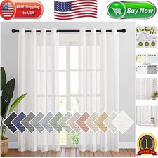 Grommet Semi-Sheer Linen Curtains 52x84 - Elegant Light Filtering Panels