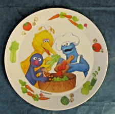 Vintage Cookie Monster, Big Bird  Grover with Veggies Muppets inc. plate