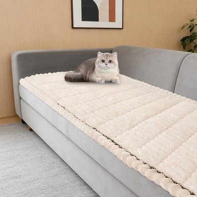 White Pet Friendly Couch Cover, Slip-prevention Sofa Cover, Plush Couch Cover