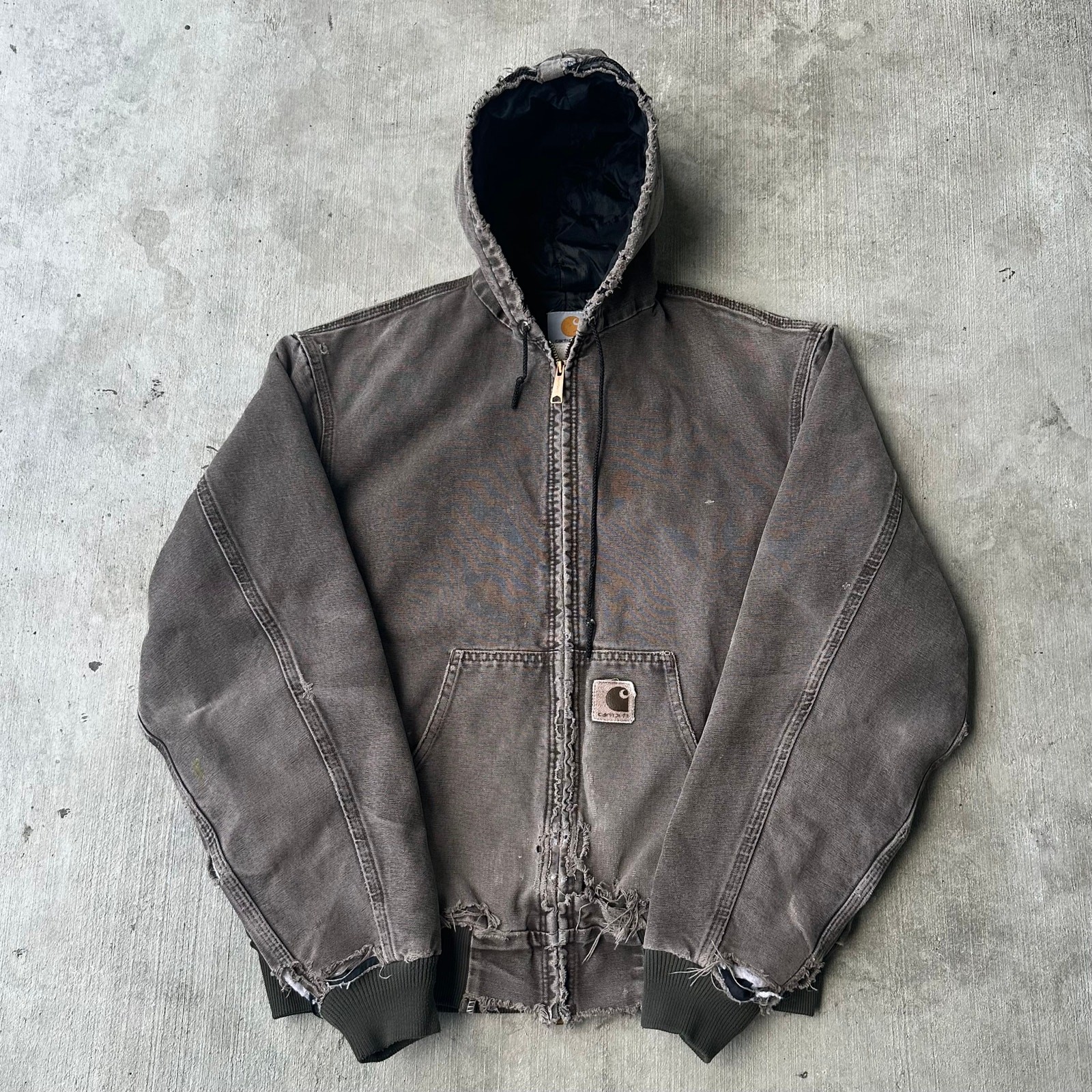 Vintage J06 TMB brown Carhartt hooded work wear jacket