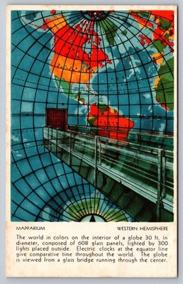 Mapparium Western Hemisphere Vintage Postcard 1937 Globe Architecture Tourism