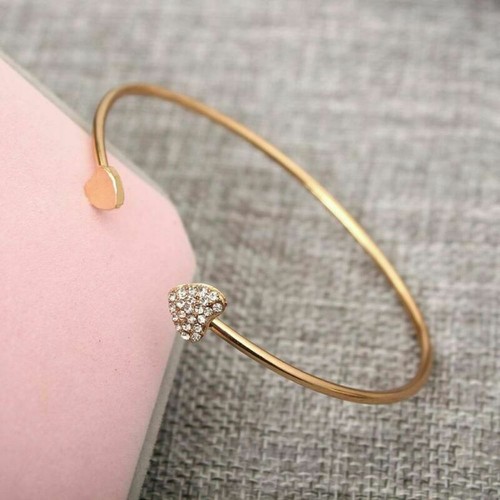 Bracelets Double Heart Women Crystal Bracelet Gift For Girlfriend Opening Cuff F - Picture 16 of 25