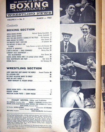 Old Vintage Print Boxing 1962 Brenner Cerdan Liston Mccoy Dempsey Sharkey 20th