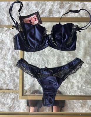 Be Wicked Lingerie Set Size Small Navy Blue And Black