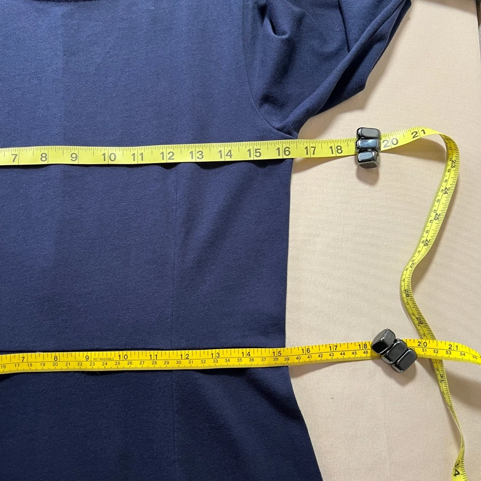 J Crew Navy Blue Long Sleeve Ponte Knit Midi Sheath Dress Size 6 Back Zip Cotton - Image 4 of 4