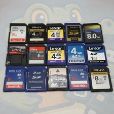 LOT of 15 Various SD Cards Brands Include Sandisk Lexar - Untested - GC758