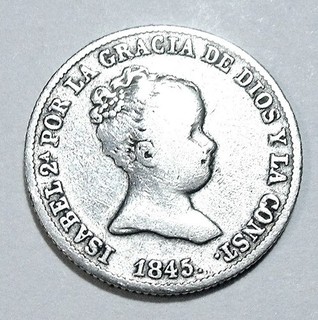 ESPAÑA Isabel II (1833 1868) Real 1845 RD Sevilla Plata BONITA