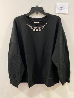 Bon Prix verziertes Top in schwarz Übergröße UK 22/24 (FM275-4)