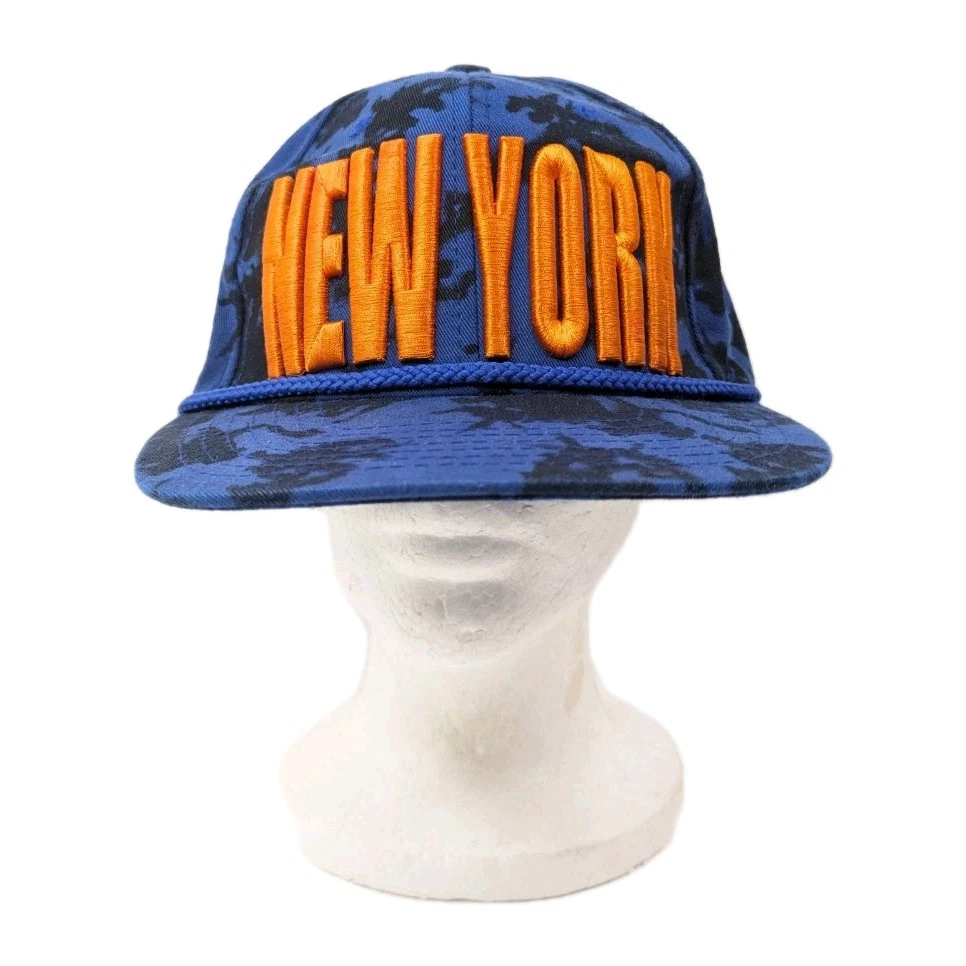 New York New York NY Snapback 3D Embroidered Script Rope Orange Blue Hat