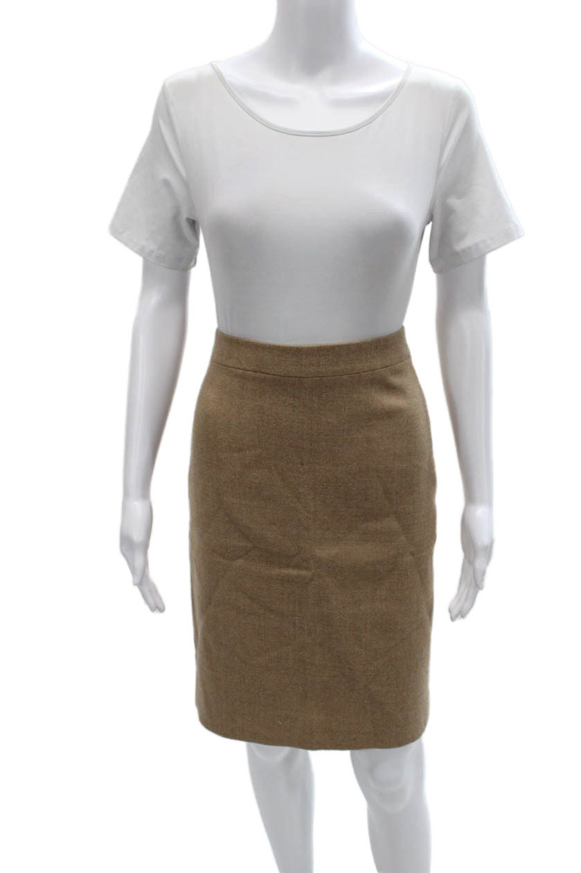 J Crew Women Straight Pencil Wool Skirt Brown Knee Length Zip Size 0Free Shipping in US $100+ Orders | $6.95 Orders Below