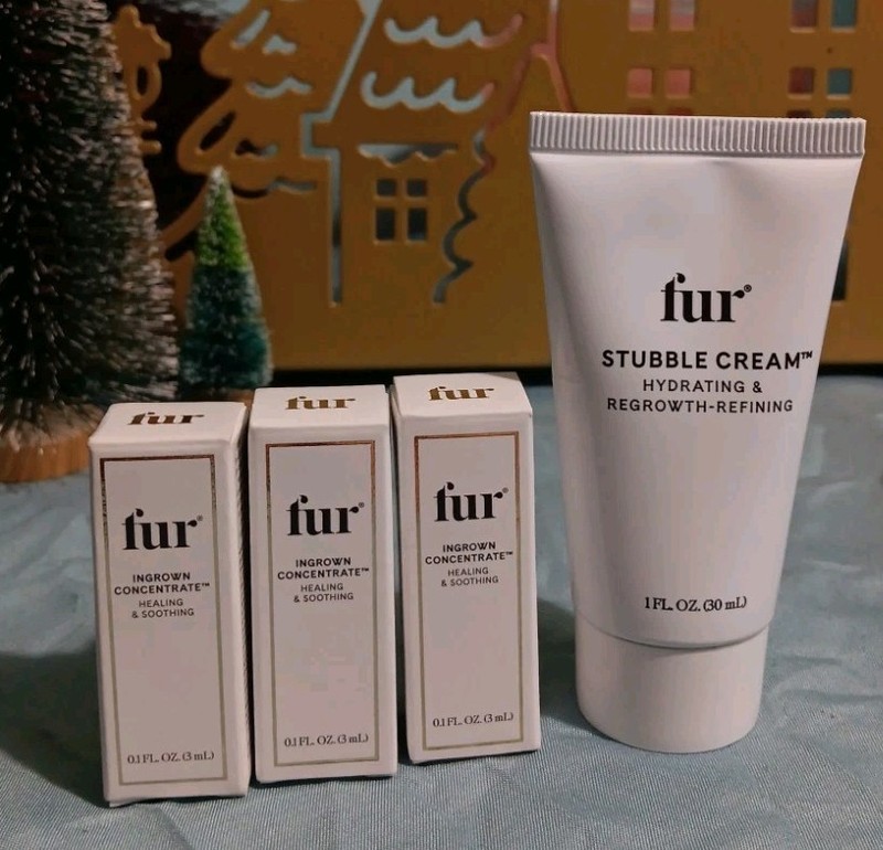 NEW Fur Stubble Cream 1 Oz & (X3) Ingrown Concentrate 0.1 oz Each