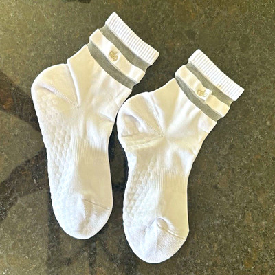 Women's White Crew Socks mesh cut out Cuff Mid-Calf One Size, 1 Pair