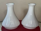 Original Vintage Oil Angle Lamp NY White Milk Glass Shade Ribbed 5.5" Fit Pair