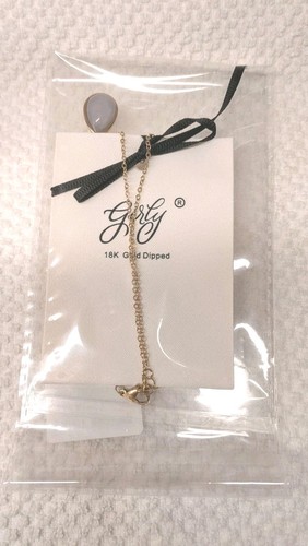 NWT Girly 18k gold dipped Teardrop Light Blue pendant Necklace. Adj 16"-18". - Afbeelding 8 van 8