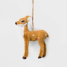 Small Deer Faux Fur Forest Animals Xmas Holiday Ornament Wondershop 3"