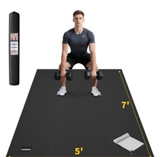 Large Extra Thick Exercise Mats for Home Workout, Extra Thick Gym, 7' 5' Black
