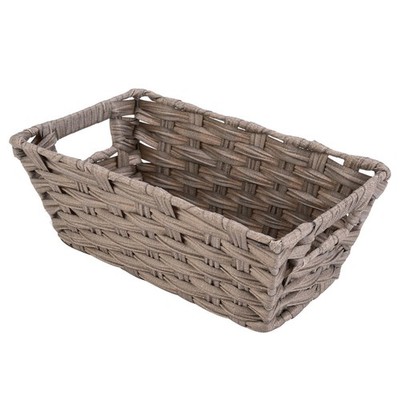 Whitmor Woven Storage Basket for Shelves, Small Plastic Small, Gray Wash
