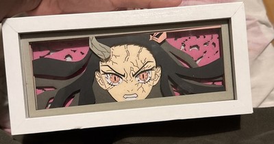 Anime Demon Slayer Nezuko Kamado Papierschnitt Leuchtkasten Manga Schnitzerei Nachtlicht