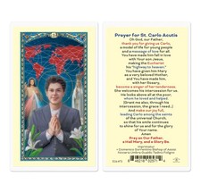 St Carlo Acutis Prayer Card Laminated Holy Card Patron Saint of Internet