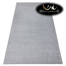 Image of Hardwearing Soft Carpets 'INDUS' silver plain one colour melange Rug
