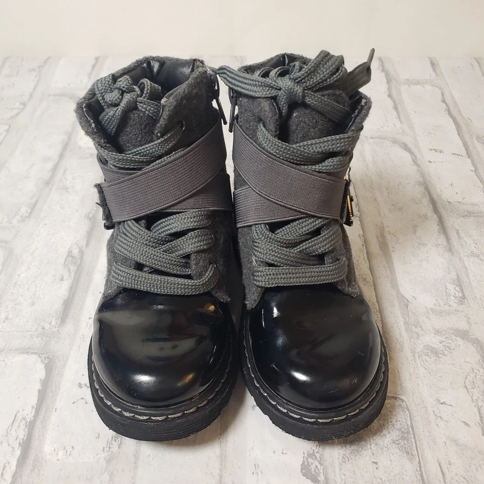 Black and Grey Girls Toddlers Hoo Strap and Zipper Boots  - Image 2 of 4