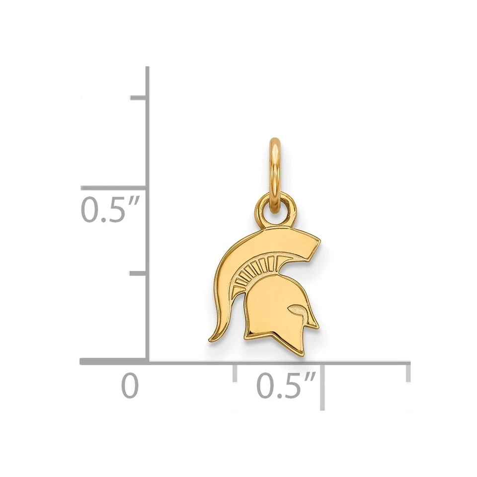 Colgante extra pequeño espartano de la Universidad Estatal de Michigan LogoArt de oro de 14k Foto 2 de 2
