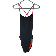 TYR One Piece Summer Poolside Black/Pink/Orange Bathing Suit 36 -L