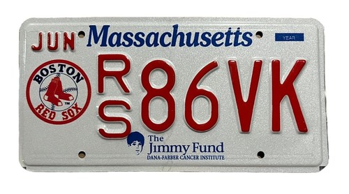 LICENSE PLATES PLATE Boston Red Sox, Massachusetts, Jimmy Fund 86 – VK 