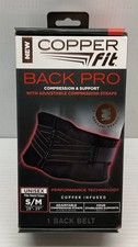 New Copper Fit Back Pro Compression Support Belt Adjustable Straps S/M 28"-39"