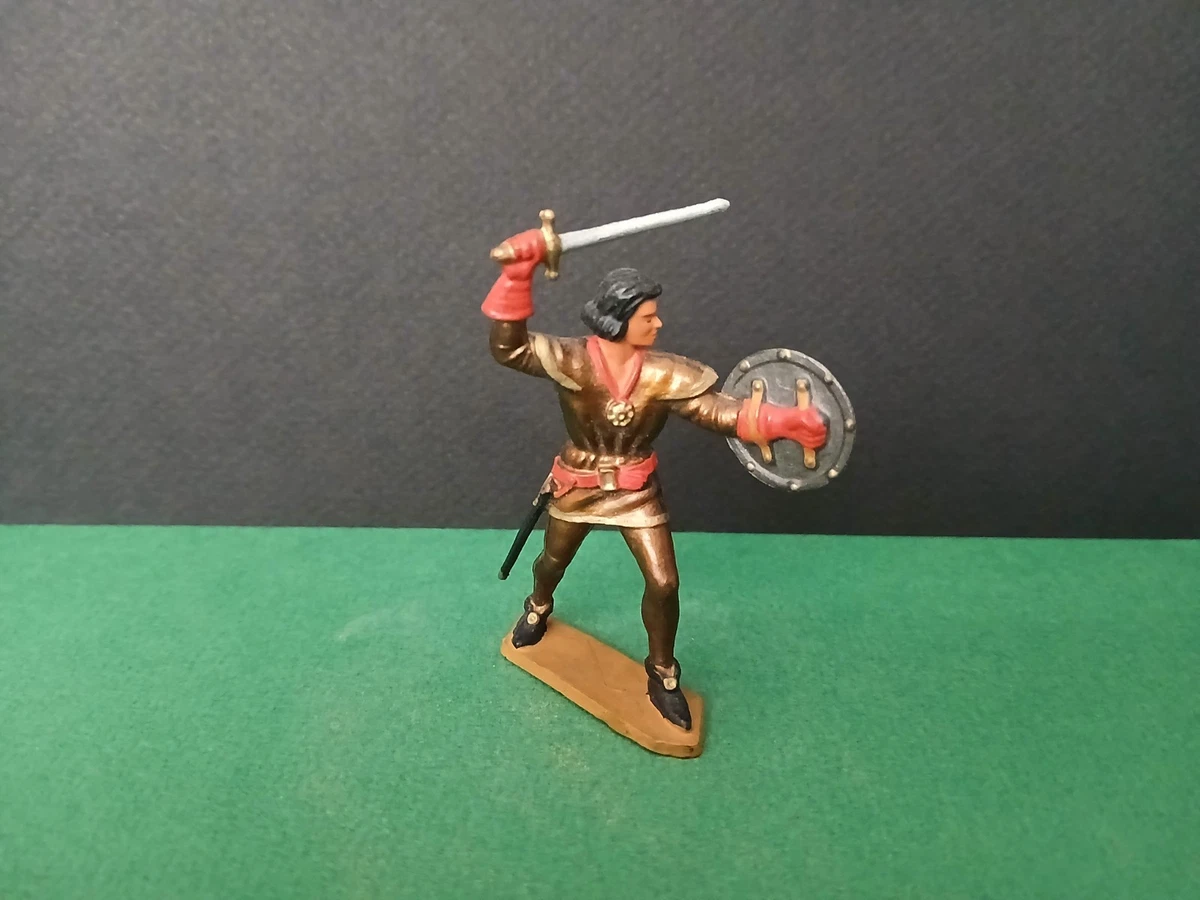 Figurine Soldat Moyen Âge Starlux 1:32 (60mm) - Plastique Peint, Fantassin, Fabrication France