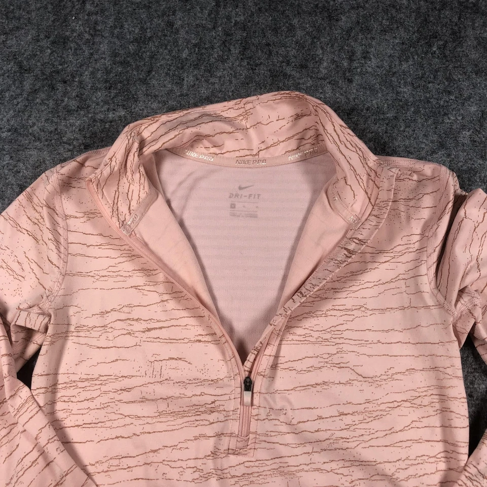 Nike Pro Dri-FIT Pullover Women's Medium Pink 1/4 Zip Long Sleeve Running Top - Image 3 of 4