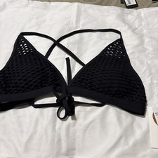 Becca Crochet Black Bikini Top D Cup Nwt