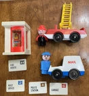 Vintage Fisher Price Little People Main Street 1986 #2500 lot fire mail truck +