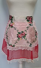 Vintage Apron 1950's Style Half Apron Floral Sheer Lace