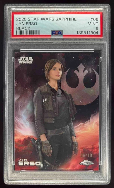 2025 Topps Chrome Star Wars Sapphire Black Sapphire #66 Jyn Erso /10 PSA 9