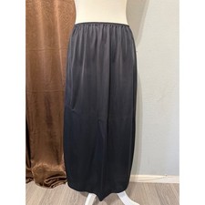 Vintage Vanity Fair Women Black Small Nylon Half Slip Midi Length Scalloped Trim