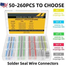 50-260PCS Waterproof Solder Seal Sleeve Terminal Heat Shrink Wire Butt Connector