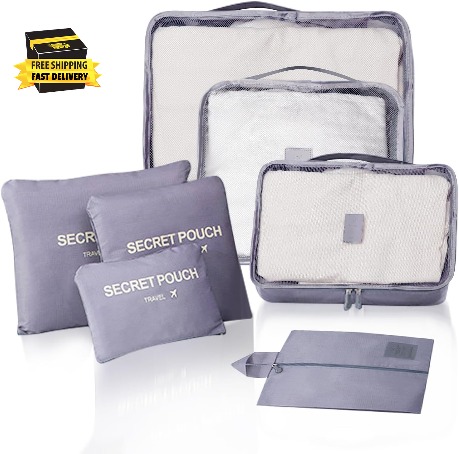 7 Set Packing Cubes for Suitcases,  Lightweight Travel Luggage Packing Organizer