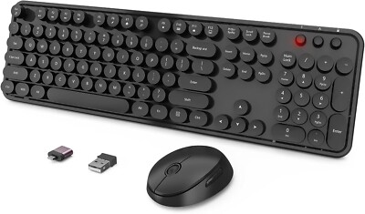 Combo de teclado y mouse inalámbricos, teclado ergonómico de tamaño completo con
