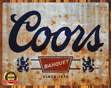 Coors Banquet Beer - Distressed Vintage Look - Metal Sign 11 x 14