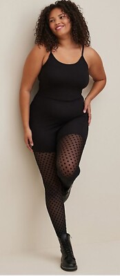 NWT Torrid Plus Size 2 2X 18/20 PREMIUM LEGGING FLOCKED CATSUIT - COTTON BLACK