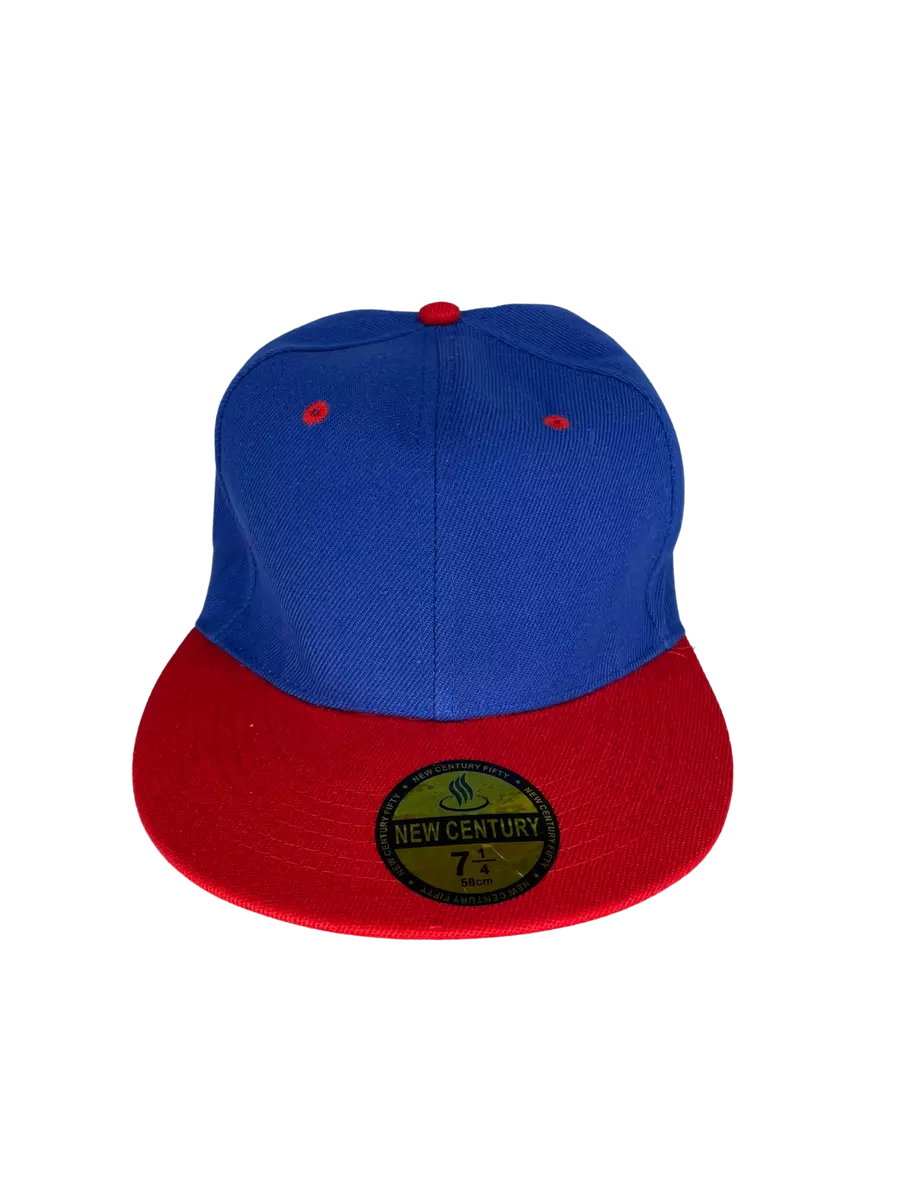 Premium Solid Fitted Two Tone Blank Baseball Cap Hat, Flat Bill