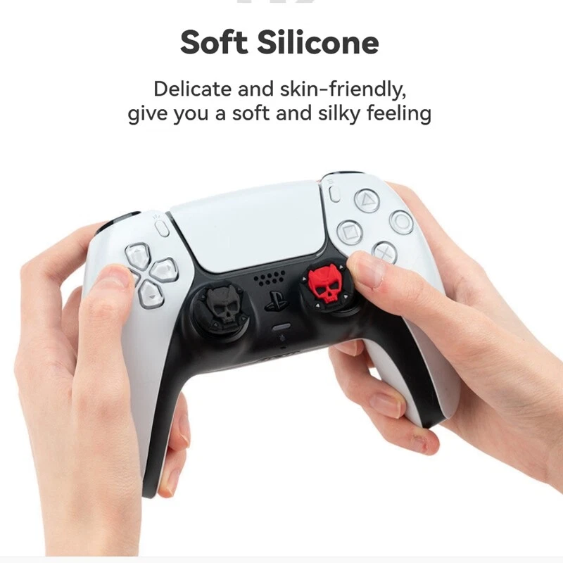 Tapas de agarre para pulgar GeekShare Skull para PS4 / PS5 / NSPRO 4 PIEZAS cubierta de silicona suave Foto 3 de 4