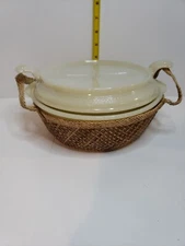 Vintage Fire King Casserole Dish Gold Trim With Lid And Trivet 4.75 x 10.25 in.