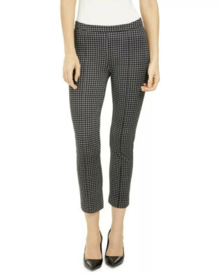 black and white cigarette pants Michael Michael Kors Black/Whit Women's Check Cigart Cropped Pants