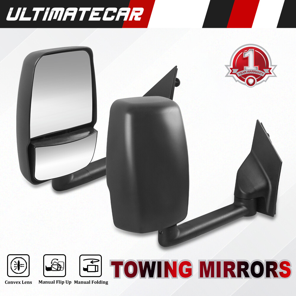 Pair Of Manual Fold Towing Mirrors For 2003-2017 Chevy Express & GMC Savana 1500/2500/3500 – Black ABS