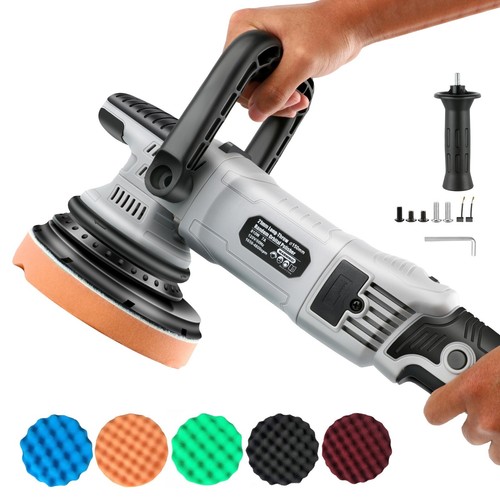 7-Speed Random Orbital Polisher - 6" Car Buffer & Waxer | 800W Dual Action Polishing Machine With 6 Backing Plates